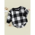thumbnail image 3 of Bagilaanoe Newborn Baby Girl Boy Oversized Romper Sweatshirt Long Sleeve Bodysuits Plaid Pullover 3M 6M 12M 18M Infant Casual Tee Tops, 3 of 8