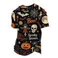 thumbnail image 3 of Happy Halloween Men's Short Sleeve T-Shirt, Cute Ghost Pumpkin Spiderweb Pattern Crew Neck Stylish Autumn Streetwear Tees, 3 of 5