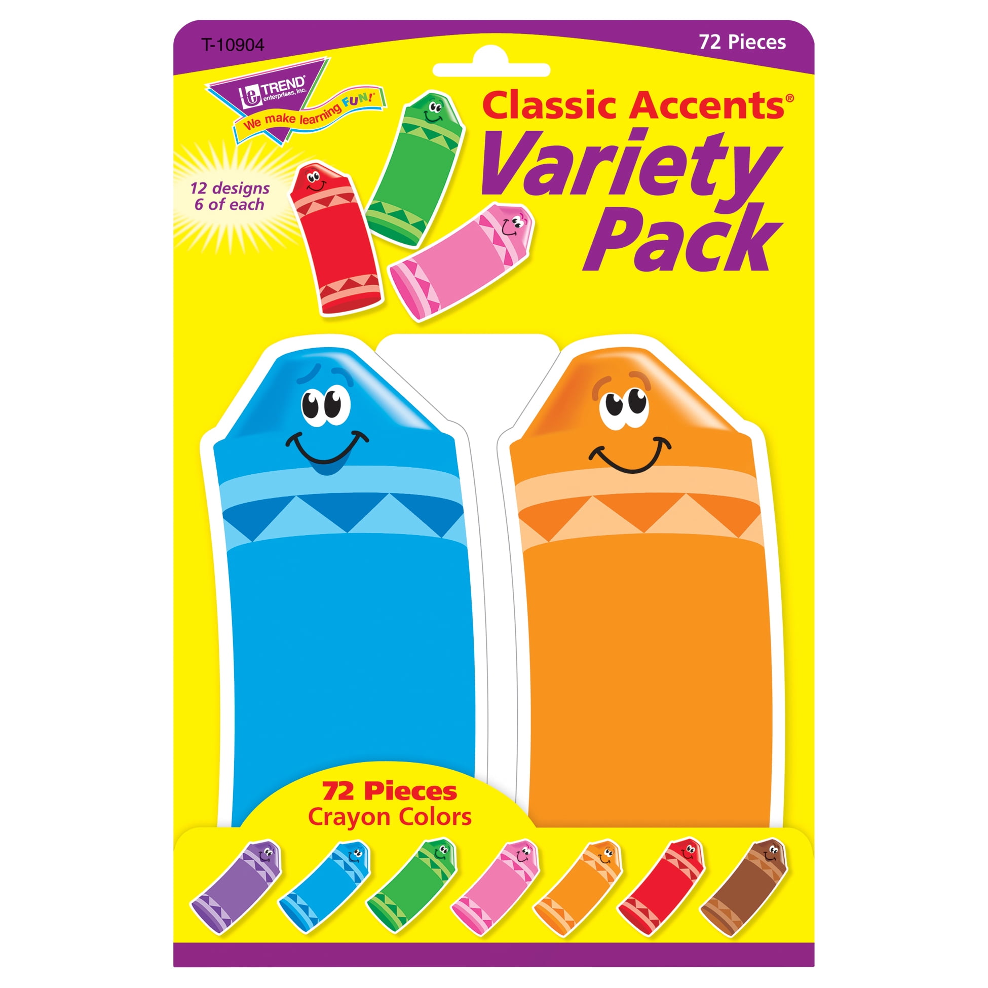 TREND Crayon Colors Classic Accents Variety Pack, 72 Per Pack, 3 Packs