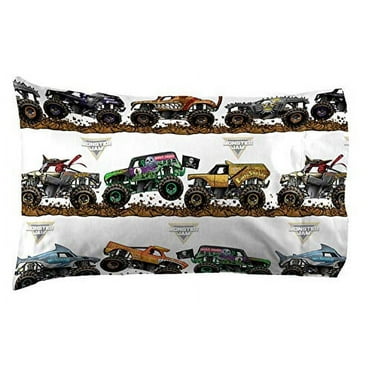Monster Jam Tracks Twin Sheet Set - 3 Piece Set Super Soft and Cozy Kid's Bedding