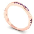 thumbnail image 2 of 0.16 ctw Wedding Band for Women - 18K Rose Gold Natural Amethyst Stackable Eternity Ring, 2 of 6