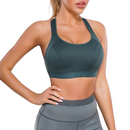 

KUMAYES Yoga Sports Bra for Women High Impact Racerback Full Support Control Workout Running Bra Wireless Seamless Shapewear