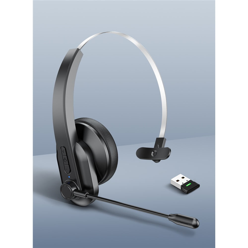 Bluetooth Headset with Microphone, Noise Canceling Wireless On Ear Headphones, Bluetooth Headphones with Mic Charging Base, Phone Headset Mute Button for Laptop, Call Centers, Office, Trucker