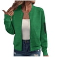 thumbnail image 2 of Hrsba Womens Solid Color Fashion Casual Long Sleeve Mid Length Jacket with Zipper Pockets No Hood Outerwear for Winter, 2 of 4