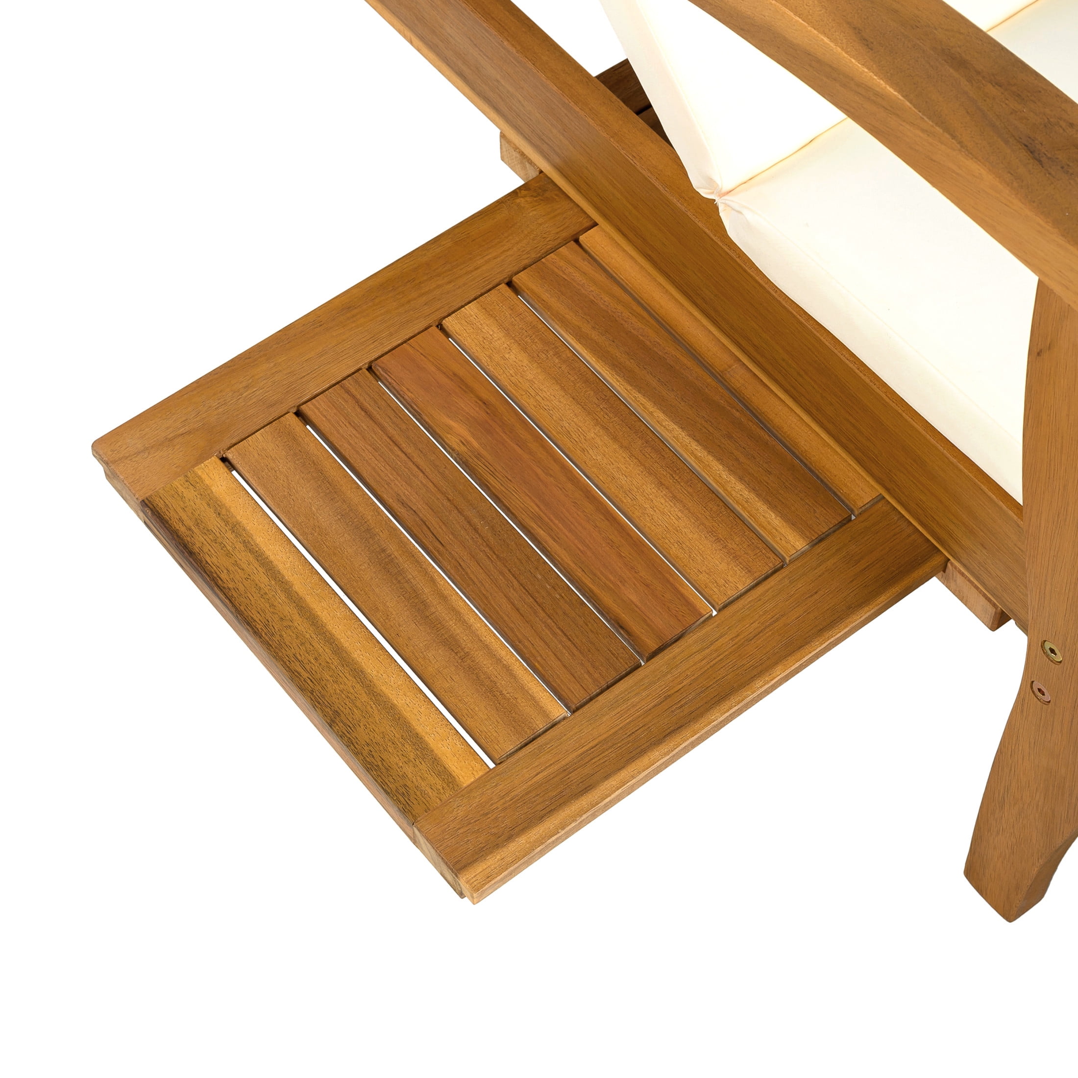 Christopher Knight Home Patio Chaise Lounge with Wheels, 4-Position Adjustable Backrest, Hidden Cup Holder, Cream