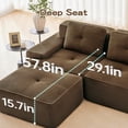 thumbnail image 3 of 80.3" Modern L-Shaped Modular Sectional Sofa, 2-Seater Couch with Deep Seat for Living Room, 1 Ottoman, Brown, 3 of 11