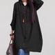 thumbnail image 3 of Nuevas mujeres blusa larga irregular dobladillo mangas largas bolsillos sueltos MABOTO Negro/M, 3 of 7