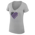thumbnail image 2 of Women's G-III 4Her by Carl Banks  Heather Gray Colorado Rockies Heart V-Neck Fitted T-Shirt, 2 of 5