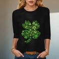 thumbnail image 2 of felwors St Patricks Day Shirt Women 2025 Casual Plus Size 3/4 Sleeve Irish Clover Shirts Funny Saint Patrick's Tunic Tops (Black, S), 2 of 8