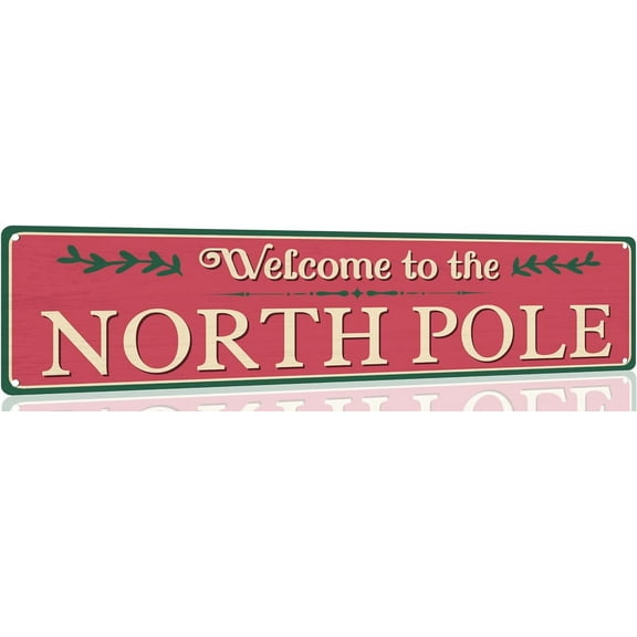 Welcome To The North Pole Tin Sign Funny Christmas Metal Signs Vintage Santa Print Art Poster Wall Decor For Kitchen Patio Yard Office Cafe Bar 4x16 Inch
