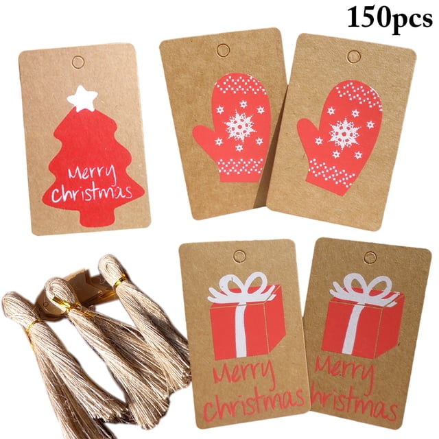 150PCS Christmas Gift Tag Creative Lovely Hanging Tag Marking Tag with String