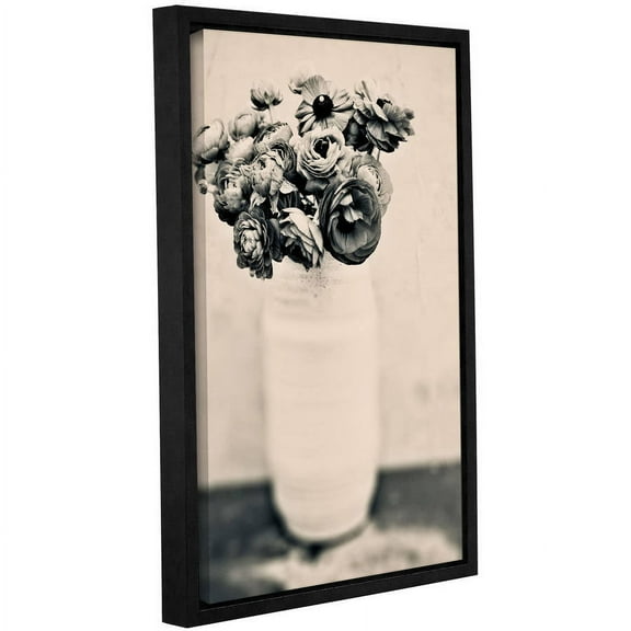 ArtWall Elena Ray "Black and White Ranunculus" Gallery-Wrapped Floater-Framed Canvas