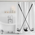 thumbnail image 2 of Polyester Fabric Golf Ball Shower Curtain, Minimalist Golf Club Abstract Simple Retro Waterproof Bathtub Curtain Bathroom Decor Set with Hooks 48 x 72 Inches, 2 of 6