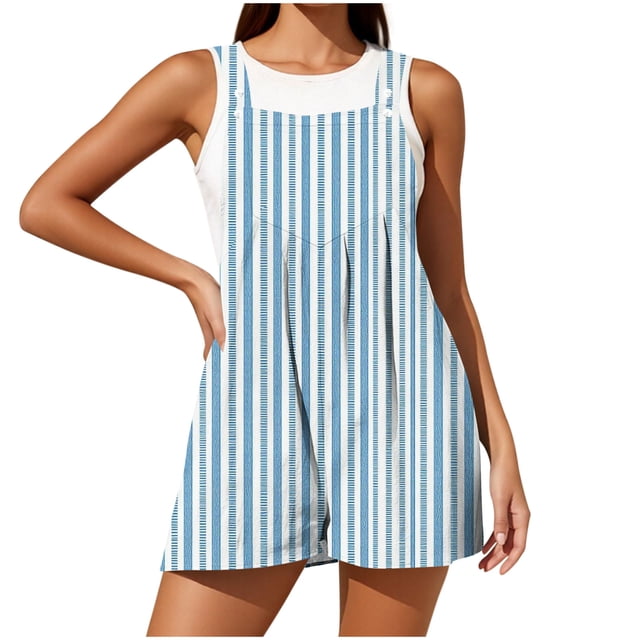 Jumpsuit for Women, Sleeveless Linen, Loose Casual with Pockets and Buttons, Adjustable Straps for Spring Summer