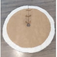 thumbnail image 5 of Fennco Styles Rustic Burlap White Faux Fur Trim Tree Skirt, 72" Round, 5 of 6