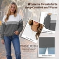 thumbnail image 3 of TEMOFON Sweatshirts for Women Fall clothes Loose Crew Neck Long Sleeve Shirts for Winter Tops Trendy Sweat Shirts Colorblock Grey L, 3 of 9