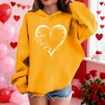 thumbnail image 5 of Girls Yellow Valentine Hoodie with Heart Design, Cute Oversized Pullover for Kids and Teens, Soft Lightweight Casual Hoodie for Everyday Wear,Size 13 T, 5 of 8