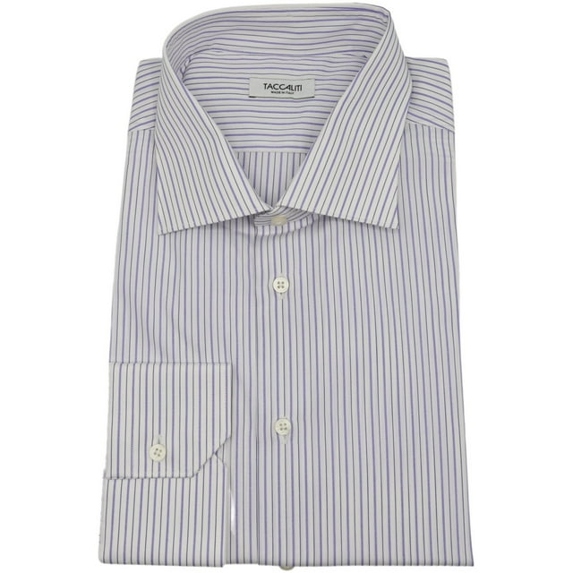 Taccaliti Chemise Habillée pour Homme Blanche à Rayures Violettes - 45-18