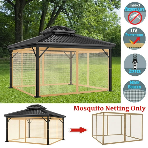 8'Wx6'H Canopy Replacement Sidewalls Mosquito Netting Screen Walls for  8x8 FT Gazebo