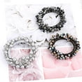 thumbnail image 2 of Dalrosia 3PCS Hair Ties Crystal Elastic Hair Scrunchies Stretchy Hair Accessories Bead Ponytail Holders Boho Hair Elastics Ties Handmade Hair Bands for Women and Girls Rubber Bands, 2 of 6