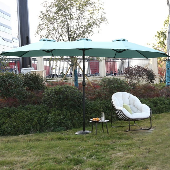14.8 ft. Double-Sided Patio Umbrella, Mint Green, for Pool Deck/Garden