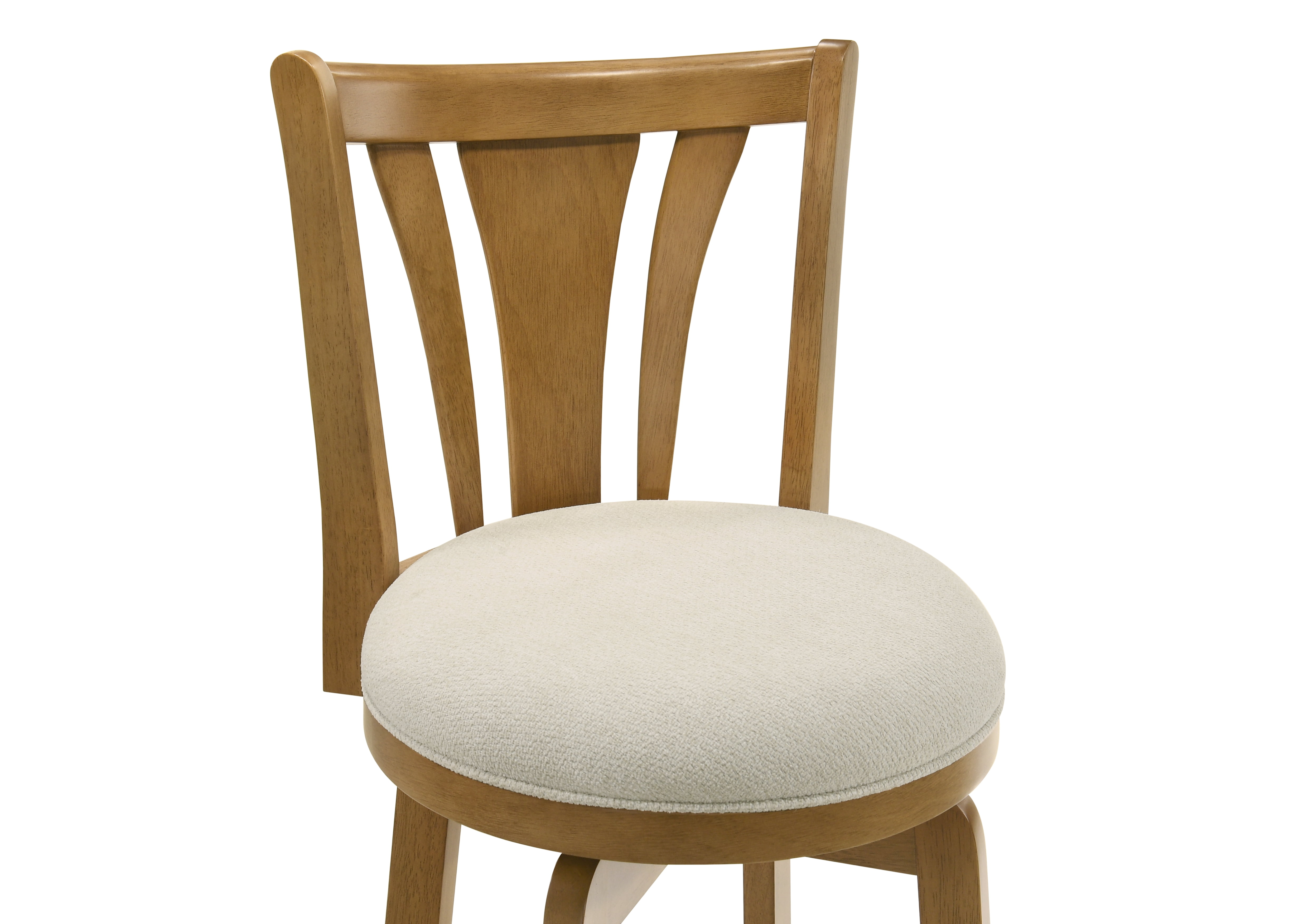 Elle 30 in. Amber Glow Bar Height Rubberwood Swivel Barstool with Ivory Fabric Seat - Set of 3