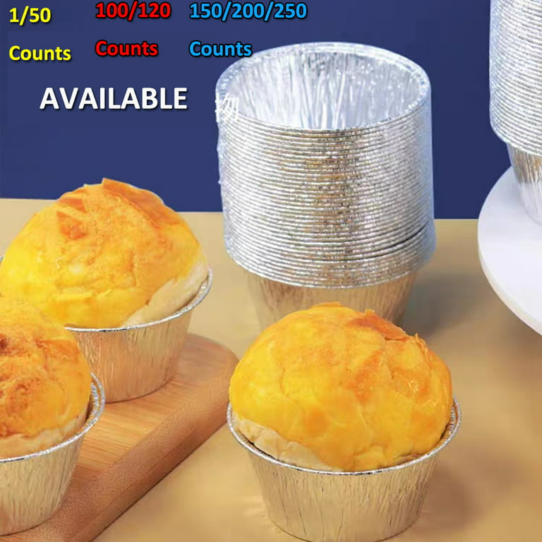  JOGILBOY 20 Pcs Disposable Aluminum Foil Egg Tart Molds Mini Pie  Tins Pans and Tinfoil Cupcake Cake Cookie Liner Baking Cup Molder for Baking  Supplies Making Tarts Quiche Pie Chocolate Pudding
