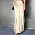 thumbnail image 2 of Beige Ladies Pencil Basic Maxi Long Skirt for Women Faux Satin Silk Lounge Skirts 2025 Clothing Trendy M, 2 of 7