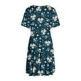 thumbnail image 5 of QENGING Womens Plus Size Dresses Flare Casual Floral Printed Round Neck Plus Size Short Sleeve Skirt Midi Dress Deals, 5 of 5