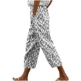 thumbnail image 2 of QUNYINEY Vintage Women's Capris Beach Straight Casual High Waist Cropped Pant with Pockets Drawstring Loose Pants, 2 of 5