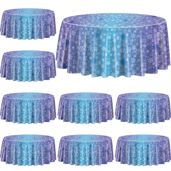 Mantel QUERICKY, paquete de 9 unidades, 210 x 210 cm, copo de nieve azul y morado
