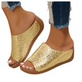 thumbnail image 3 of Mepaouo Leather Wedge Sandals for Women Arch Support Platform Walking Slides Open Toe Summer Slippers, 3 of 5