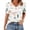 White-06, variant on Women's V-Neck Loose Tee, Puff Short Sleeve with Button Detail, Sequin Print Trendy Casual T-Shirt