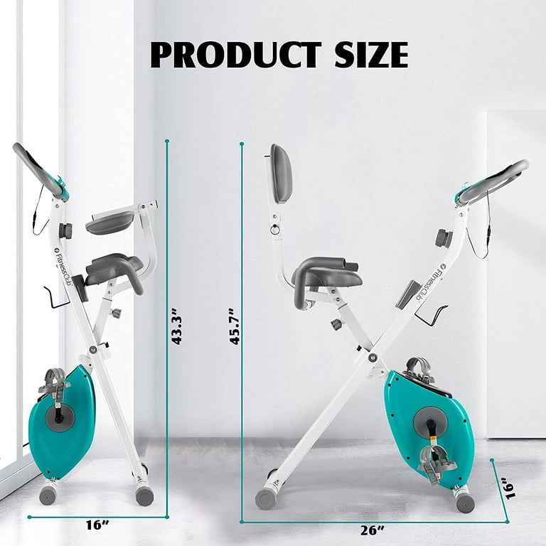 FitnessClub Folding Upright Cycling Exercise Bike w Backrest Magnetic Resistance Stationary Blue