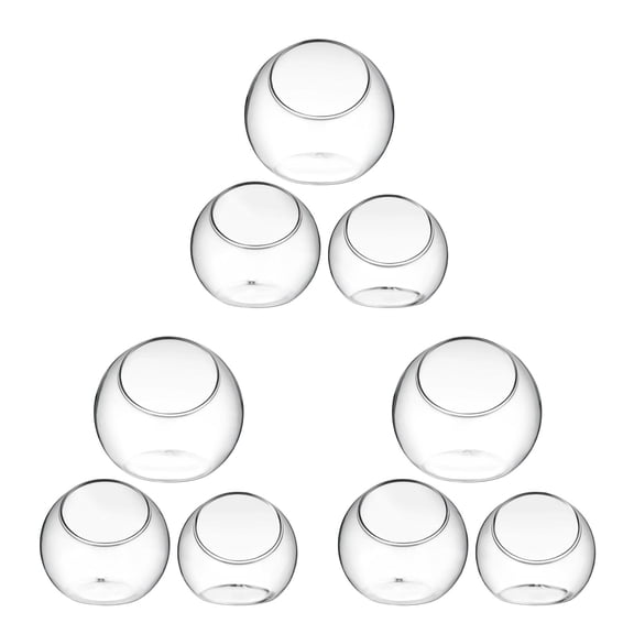 Supvox Round Glass Terrarium Bowl for Indoor Plants and Decorative Use 9Pcs