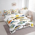 thumbnail image 2 of Manfei Vibrant Ocean Fish King Bedding, Marine Animal King Bed in a Bag, White Blue Orange, Reversible, 7 Pieces, 2 of 6