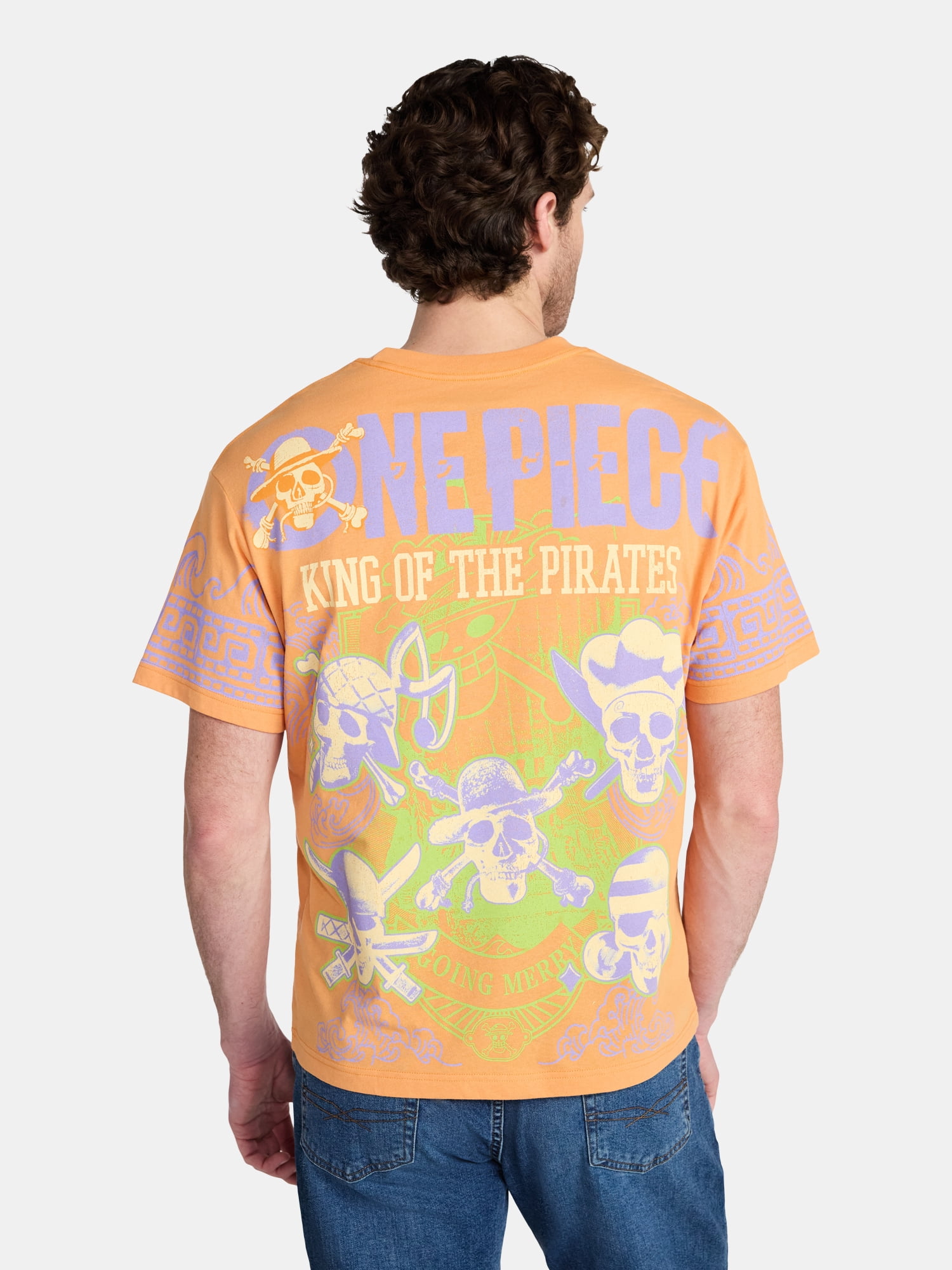 One Piece Men's and Big Men's Pirate King Waves Oversized Graphic Tee, Sizes XS-3XL
