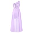 thumbnail image 6 of Hansber Sequin Romper Dress One Shoulder Sleeveless Flower Girls Wedding Party Pageant Gowns Lavender 14, 6 of 7