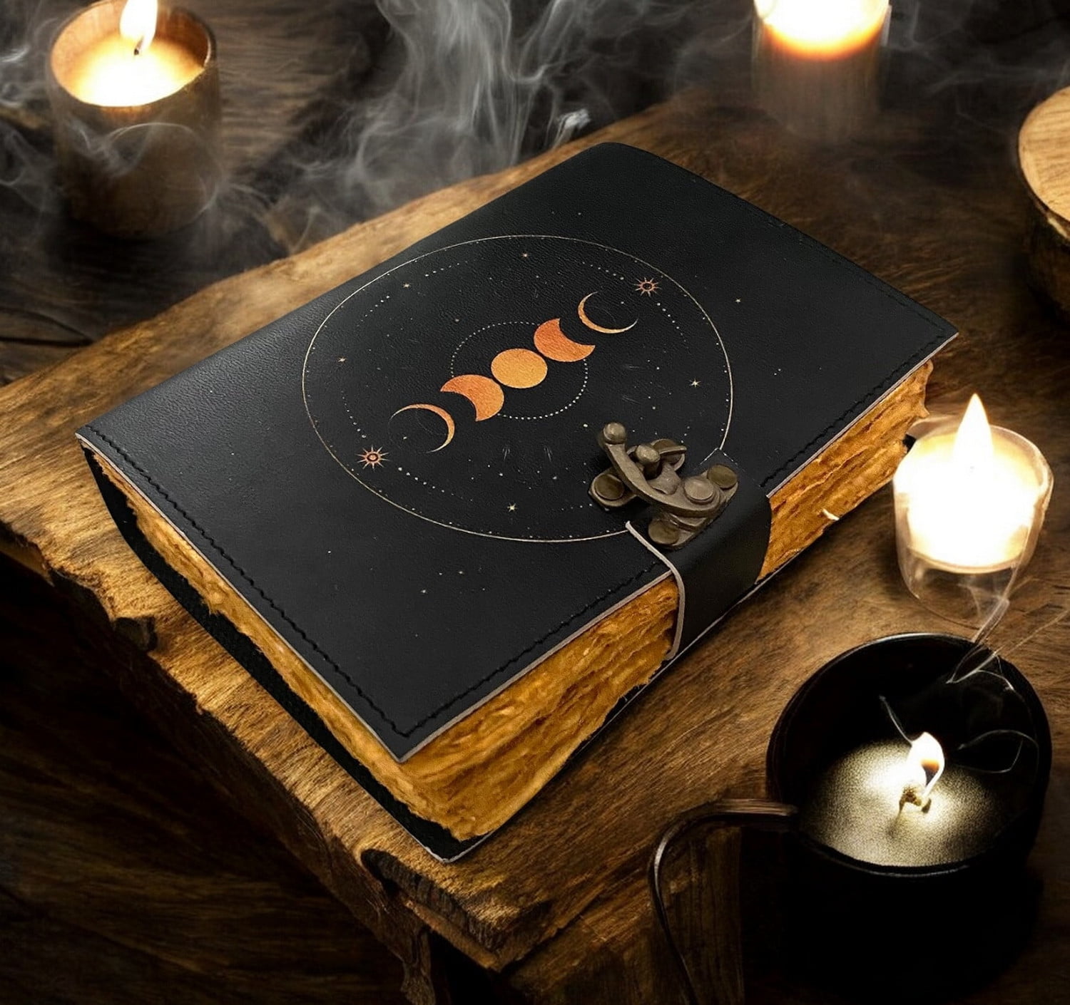 Blank Spell Book of Shadows Journal Grimoire Moon Phases Prayer Pagan Antique Witchcraft Supplies Wiccan Notebook Daily  7x5 inch 200 Pages