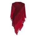 thumbnail image 2 of Poncho Shawl, Duoif Women Striped with Tassels Knitted Shawl Scarf Fringed Pashminas Sweater Pullover Cape Shawl Wraps for Women Red, 2 of 4