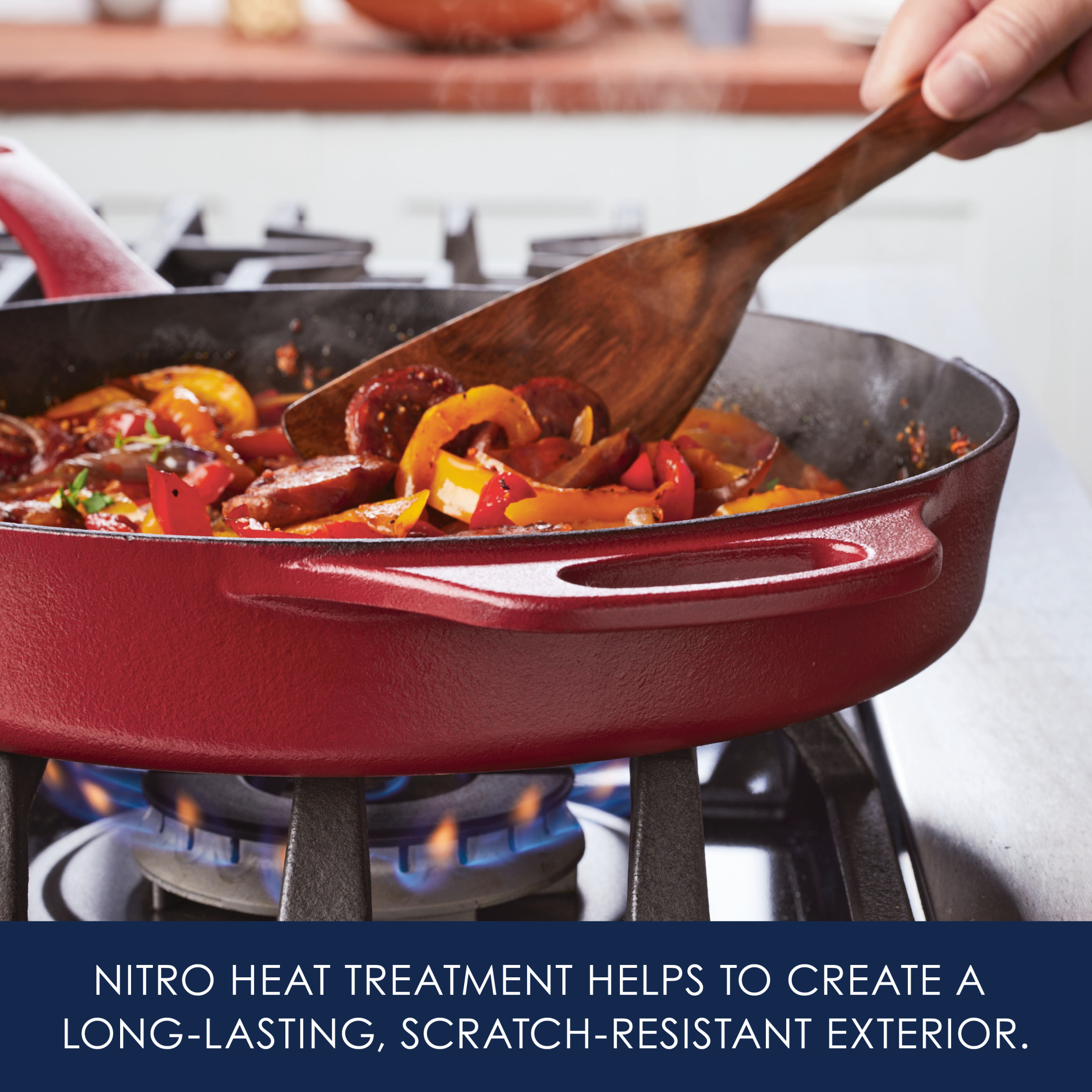 Rachael Ray NITRO 12-Inch Cast Iron Skillet, Red photo 5