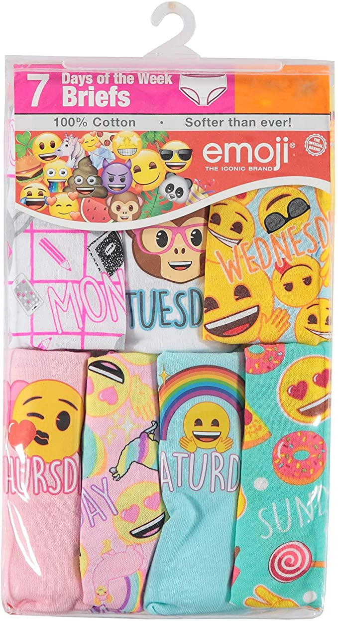PACK 7 UNDERWEAR GIRLS EMOJI 7 DAYS WEEK SZ 8 DISNEY PANTIES BRIEFS