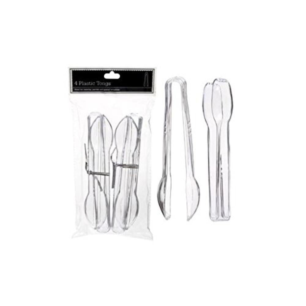 Clear Plastic Tongs, 6 1/2Inch, 2 Packs of 4 Pieces, 6½ plastic