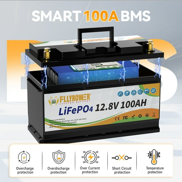 12V 100Ah LiFePO4 Lithium Battery with Charger,for RV,Marine