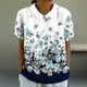 thumbnail image 2 of Blusas de Manga Corta para las Mujeres Cuello de Muñeca Lindo Lino Algodón, Impreso Suelto Camiseta para el Uso Casual, Diario Y de Verano, 2 of 8