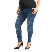 Angle View: Maternity Oh! Mamma Skinny Jean with Full Panel with Frayed Hem (Available in Multiple Colors)