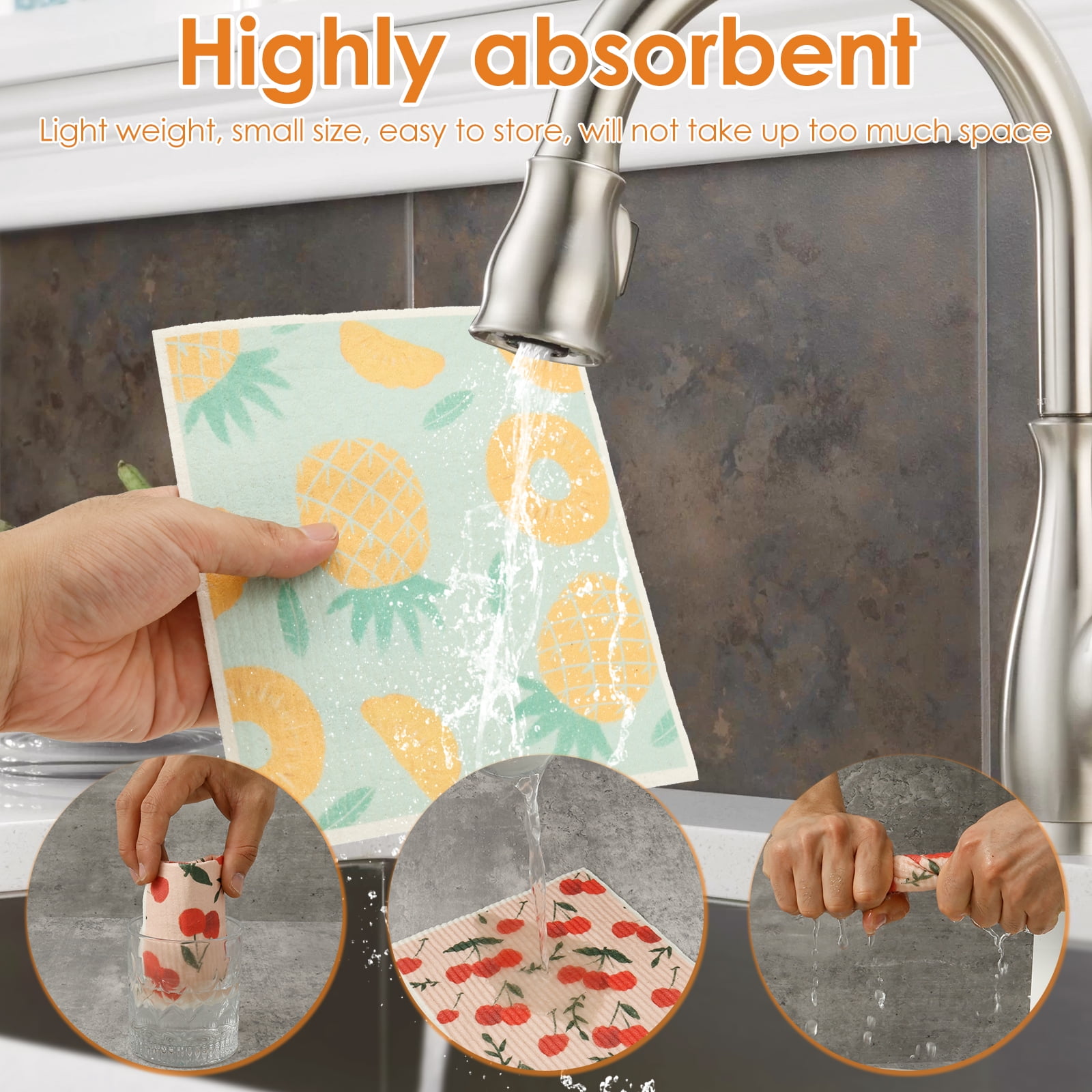 Keyohome 20Pcs Dishcloths for Kitchen,Reusable Kitchen Dish Towels,Absorbent Swedish Dishcloths,Kitchen Wash Rag,7.7 x 6.7inch