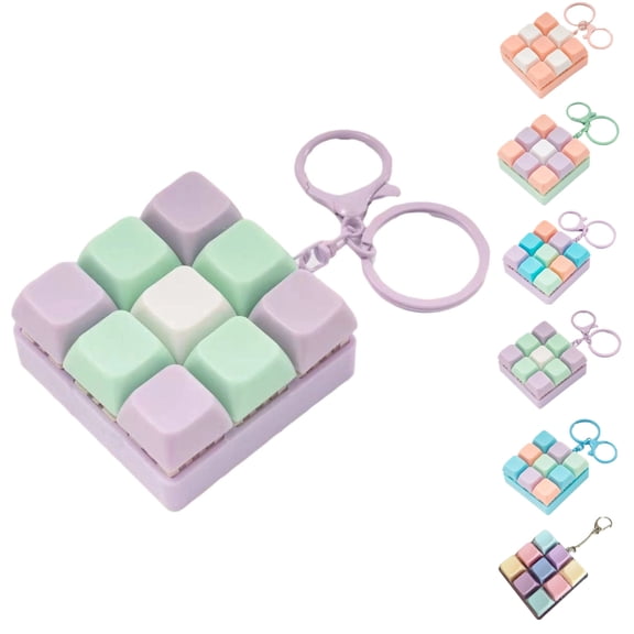 Keyboard Fidget Toy 9 Key Fidget Keychain Stress Relief Fidget Clicker – Clicky Fidget Toys for Adults, Improve Focus & Relieve Anxiety at Work, Travel – Stress Relief Gifts