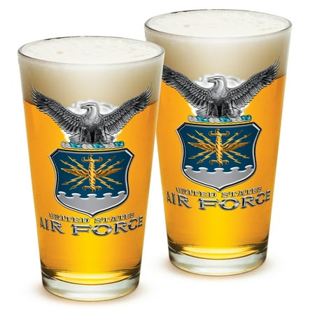 Pint Glasses – USAF American Hero’s Gifts for Men or Women – Air Force USAF Missle Beer Glassware – Armed Forces Beer Glass with Logo - Set of 2 (16