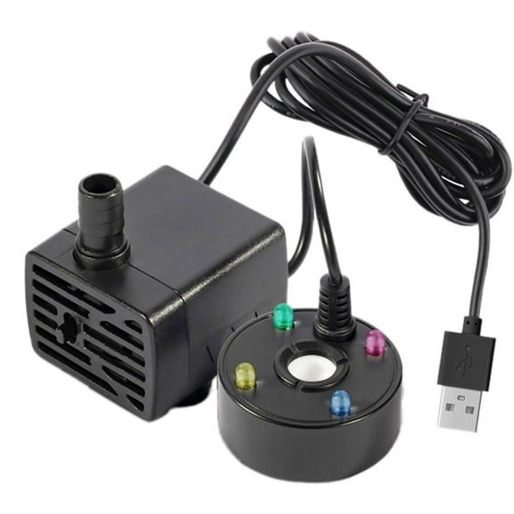 2025 New Mini Fog Machine USB 5V Water Pump Mist Maker with 4 LED Lights & Suction Cup Adjustable Black Mist Maker Fogger for Indoor or Outdoor Fountains, Water Feature Use, Mini Fog Machine